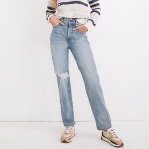 Madewell Perfect Vintage Straight High Rise Distressed Denim Blue Jeans Size 26